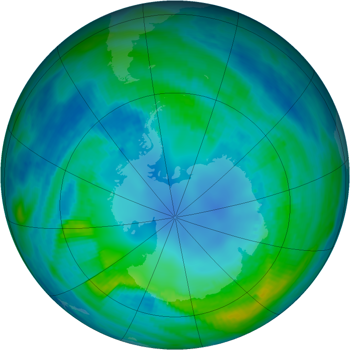Antarctic ozone map for 29 April 1989